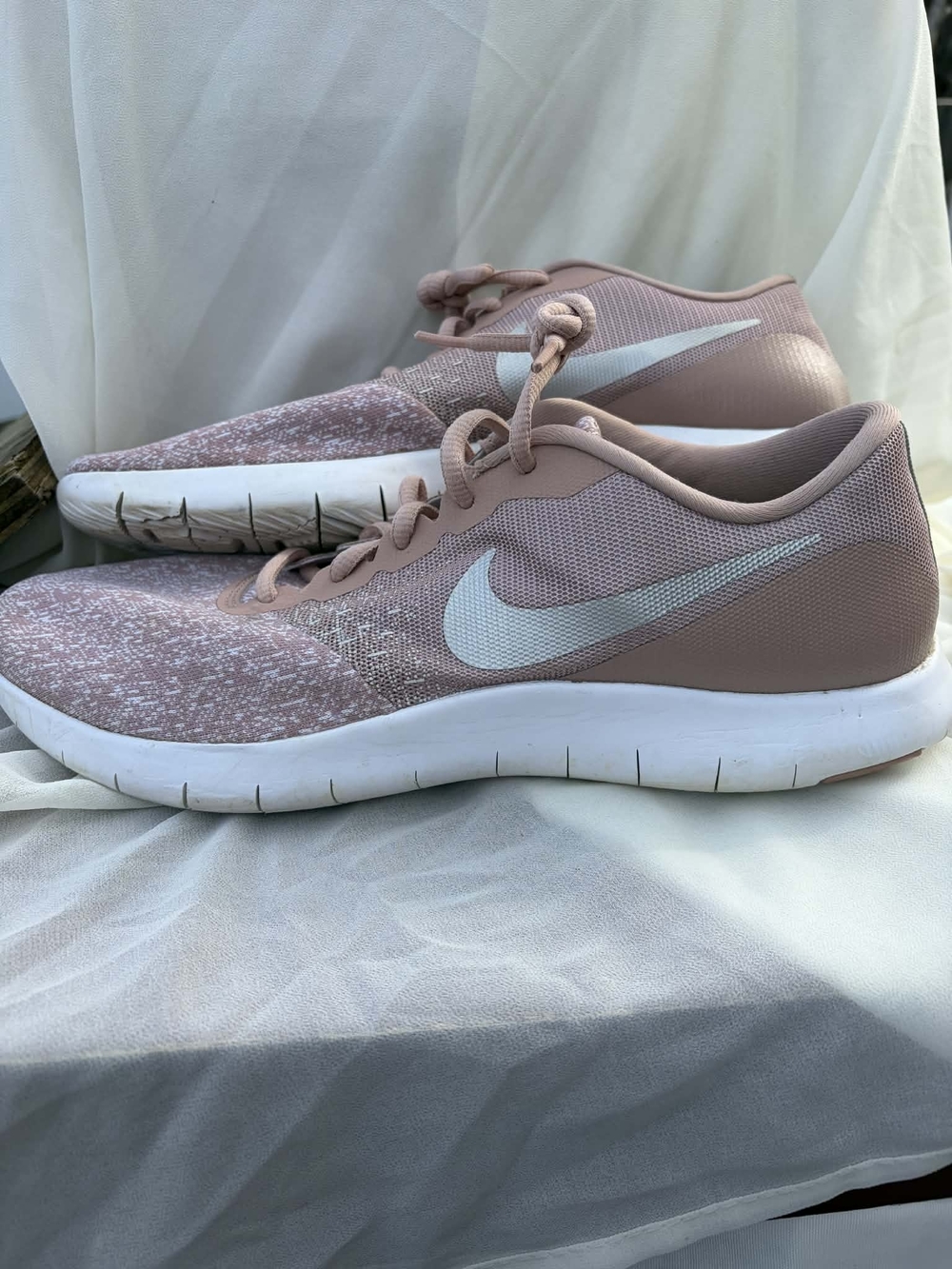 Nike Women's Pink Knit Running Sneakers with White Swoosh